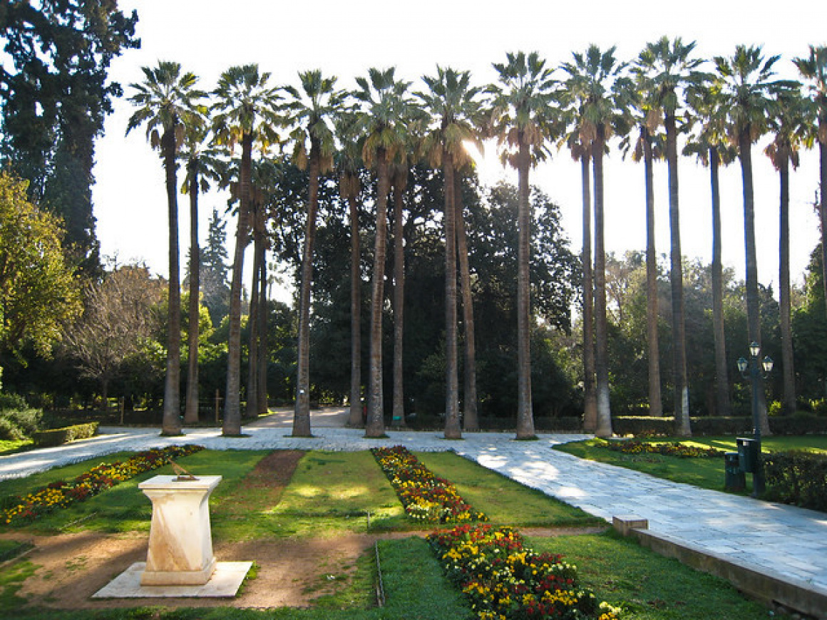 'Palms and Sundial in the National Garden' - Athens
