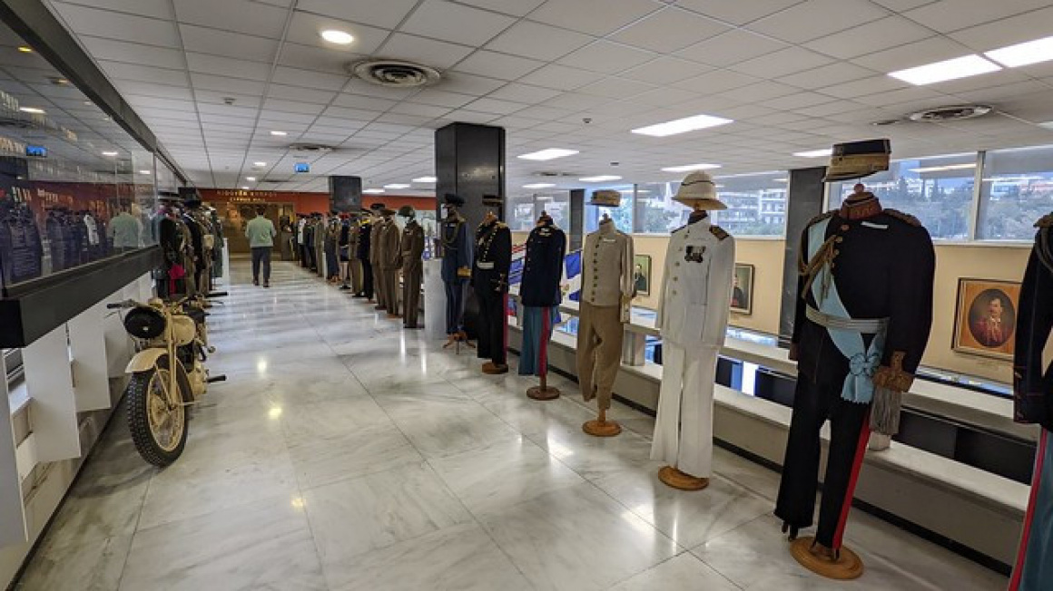 Uniforms exhibit at the Athens War Museum in Athens, Greece