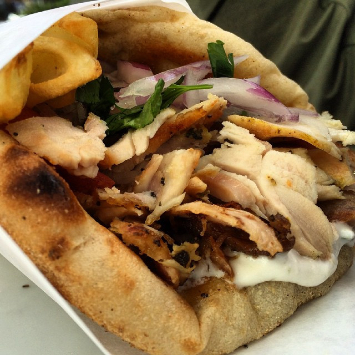 Gyros - the best takeaway food on the planet - thank you Greece! #upsticksandgo #lunch #athens #gryos #takeawayfood #foodporn #delicious #greece #travel #traveladventures #travellingtheworld #michfrost
